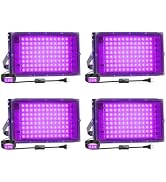 Mega-L 4 Pack 100W LED Black Lights for Glow Party, Neon Party UV Blacklight Floodlight Black Lig...