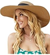 Beach Hats for Women, Wide Brim Sun Straw Hat for Women UPF 50+ UV Sun Protection Floppy Sun Hat ...