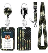 Badge Holder Army Lanyard American Flag USA Camo lanyard for Keys Patriotic Retractable Badge Ree...