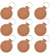 CALFOVERA 10PCS PU Leather Keychain Blanks Brown Double Side Leather Keychain Kits with Key Rings...