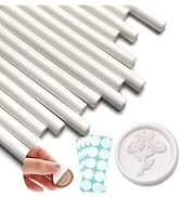 YOLAKIS 15Pcs White Glue Gun Sealing Wax Sticks & 40Pcs Double Sided Adhesive Wax Seal Stickers, ...