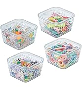 FABROK 4 Pack Hair Accessory Organizer, Clear Hair Tie Holder with Lids, Desk Organizer Case for ...