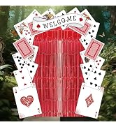 Wonderland Tea Party Door Banner Classic Outdoor Poker Cards Decoration Playing Cards Porch Banne...