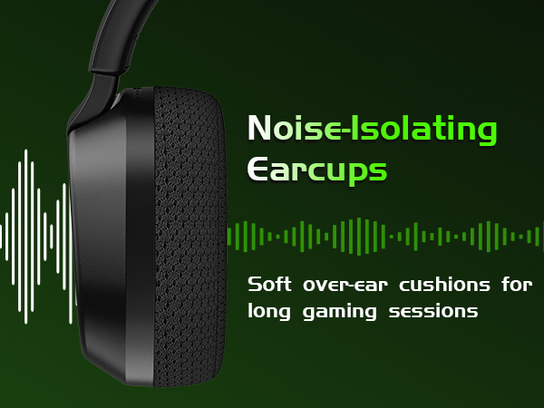 Noise isolation headset helps reduce background distractions for immersive gaming.