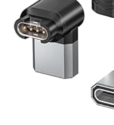 Technical product images showing various angles of a black electronic device with charging or connection ports.