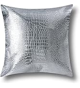 OTOSTAR Throw Pillow Covers Cases for Couch Sofa Home Decoration Solid Dyed Crocodile PU Faux Lea...