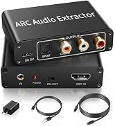 HDMI ARC Audio Extractor 4K@60Hz, 192KHz HDMI ARC Audio Adapter Converter Splitter to Optical TOS...