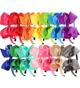 XIMA 4.5 Inch Grosgrain Ribbon Hair Bows Headbands,Rainbow and Pastel Colors Girls Toddlers Teens...