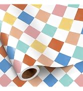 RUSPEPA Watercolor Geometric Wrapping Paper Roll for Girls, Mini Roll, Colorful Diamond Pattern G...