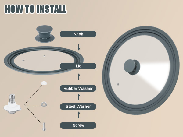 Universal Lid for Pots and Pans Tempered Glass Replacement Lid with Heat Resistant Silicone Edge