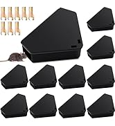 Qualirey 12 Pcs Mice Station with Key Triangle Bait Station Reusable Rodent Trap Bait Box, Keeps ...