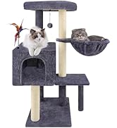 AIWIKIDE Multifunction Cat Tree has Cozy Hammock & Hanging Ball, Cat Tower with Activity Centre F...