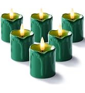 Homemory 2" x 2" Green Timer Flickering Flameless Candles, 400+ Hour Battery Operated Votive Cand...