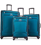 American Tourister Pop Max Softside Luggage with Spinner Wheels, Teal, 3-Piece Set (21/25/29)