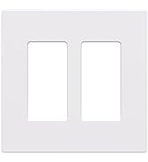 AIDA Screwless Decorator Wall Plates, Mid-Size 2-Gang 4.88" x 4.88", White Outlet Cover Plate, fo...