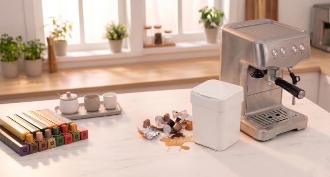 Trash can for coffee capsules
