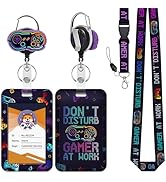 JroyJoy ID Badge Holder with Lanyard & Heavy-Duty Retractable Reel – Cool Neon Unique Design Game...