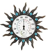 Indoor Outdoor Thermometer Hygrometer, Waterproof 13" Large Sun Wall Outdoor Thermometers Decorat...