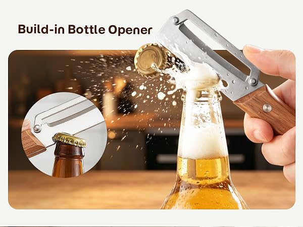 stainless steel peeler with wooden handle