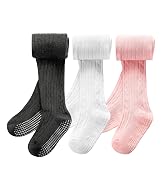 SPTRAMLE 3 Pack Toddler Tights, Non Slip Baby Tights for Girl (6 months-6 years), Knit Cotton Pan...