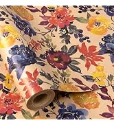 RUSPEPA Watercolor Floral Gift Wrapping Paper - Mini Roll - Kraft Paper Roll for Girls, Women, Br...
