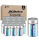 ACDelco 24-Count Size C Alkaline Batteries, Super Alkaline Battery, 7-Year Shelf Life, Recloseabl...