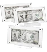 ZOOFOX 3 Pack Dollar Bill Frame, Acrylic Concert Ticket Frame Currency Protector with Stand, Clea...