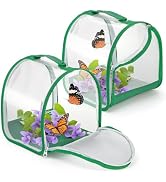 ZOOFOX 2 Pack Monarch Butterfly Habitat, 8" Small Collapsible Insect Mesh Cage Terrarium Pop-up