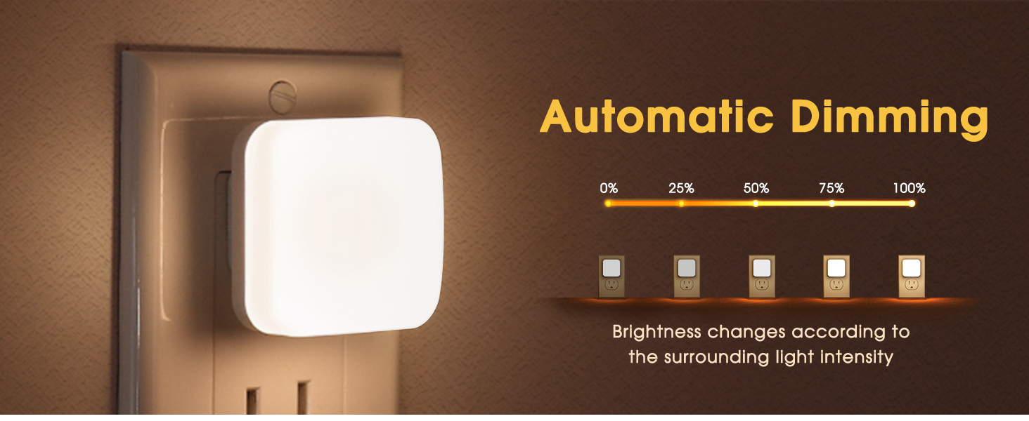 auto dimming night light plug in