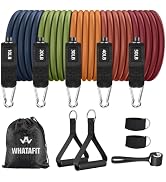WHATAFIT Resistance Bands, Exercise Bands, Workout Bands with Handles, Door Anchor and Ankle Stra...