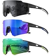 Foliful 3 Pack Polarized Sunglasses for Men Women, Sports Mens Sunglasses with UV400 Protection f...