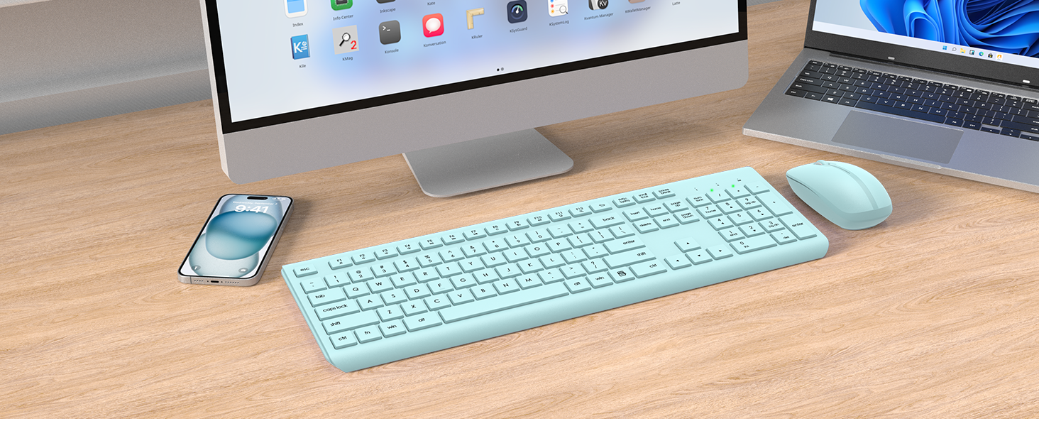 Wireless Keyboard and Mouse Combo Full Size Silent Ergonomic Keyboard Mouse Cordless Mouse Keyboard