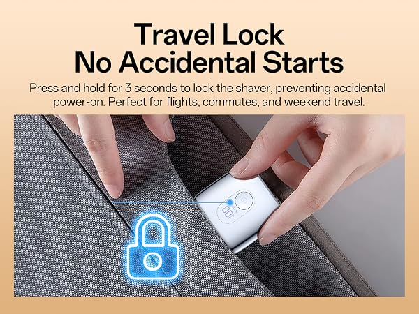 Hold the button for 3 seconds to activate Travel Lock, preventing unintentional power-ups