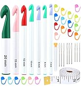 7 Sizes Large Crochet Hooks Set, 7mm-20mm Huge Crochet Hooks for Chunky Yarn, Ergonomic Crochet N...