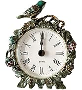 Pasiir Vintage Mini Analog Table Clock, Silent Small Table Clock with Hand-Painted Metal Body and...