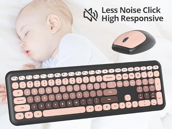 Pink Wireless Keyboard and Mouse Combo
