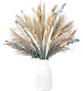 120 PCS Dried Pampas Grass Decoration, Pampas Grass with Preserved Eucalyptus Leaves Dried Flower...