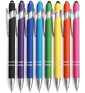 Bribobo 8 Pack Ballpoint Pen 2-in-1 Stylus Retractable Ballpoint Pen with Stylus tip, Metal Stylu...
