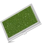 Piasoenc Business Card Holder, Ultra-thin Metal Business Card Organizer, Slim Metal Glitter Busin...