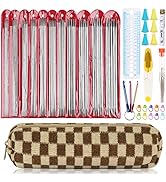 Aeelike 55pcs Double Pointed Knitting Needles - Short Knitting Needles Set Straight Knitting Need...
