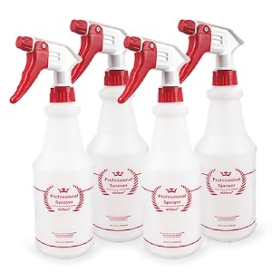 Plastic Spray Bottle 4 Pack All-Purpose Heavy Duty Spraying Bottles for Cleaning Solution