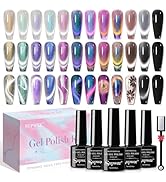 SUPWEE Magnetic Cat Eye Gel Nail Polish Set 12 Colors Cateye Gel Polish with Magnetic Stick Chame...