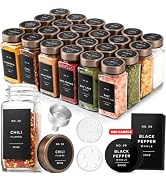 EDELHAUS Glass Spice Jars with Label, 24x Champagne Bronze Steel Lids | Airtight Lids keep spices...