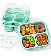 Enstphjoy Snack Boxes (3 Pack) - Stackable Bento Boxes with 3 Compartments, Meal Prep Containers ...