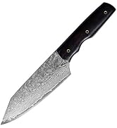 Full Tang Ebony Handle Damascus Asian Multi-Prep Knife Triangular Shape for Easy Maneuvering Vg10...