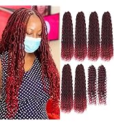 Burgundy New Goddess Locs Crochet Hair 8 Packs 22" River Locs Crochet Hair Faux Locs Crochet with...