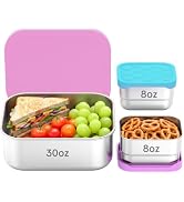 Caperci 3-Pack Stainless Steel Food Containers, 8oz*2 + 30oz Kids Bento Lunch Box with Leak-Proof...