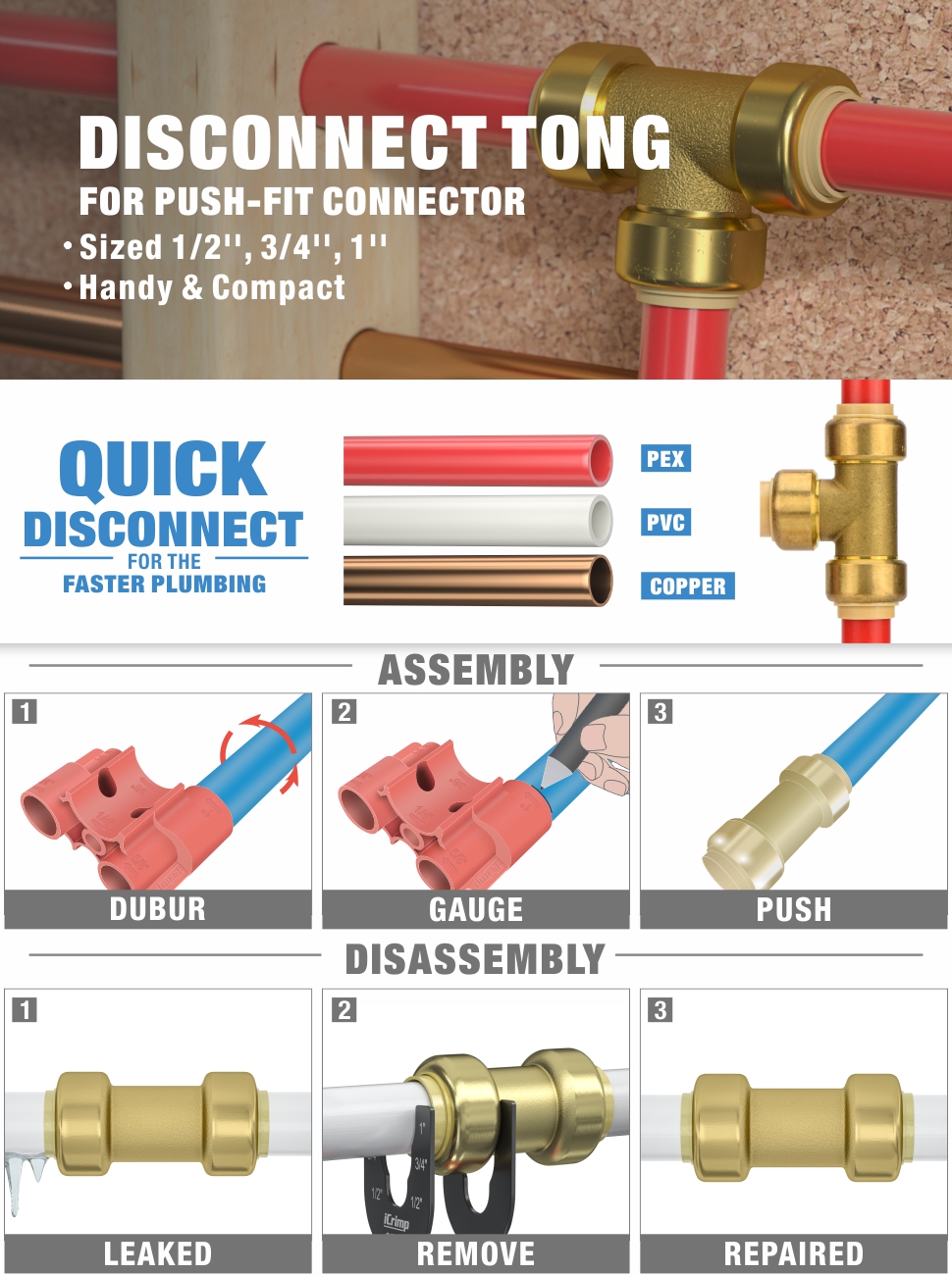 push to connect fitting push fit fitting disconnect tong disconnect tool pex fitting shark bite pex
