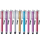 Wisdompro Stylus Pens for Touch Screens, 9 Pack of Universal Rubber Tip Stylus with Lanyard Tethe...
