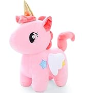 Pink Unicorn Stuffed Animal Plush Toys, Kawaii Plushies, Huggable and Cute Pink Plush Unicorn Toy...